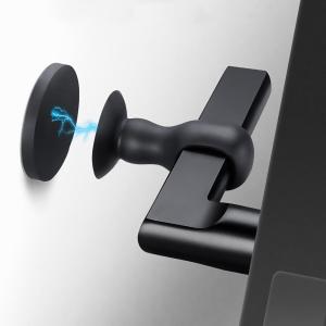 2 Packs Magnetic Door Stopper Silica Gel Door Suction Punch-Free New Silicone Magnetic Handle Anti-Collision Pad Home Bathroom Bedroom Door Resistance Silent for Lever Lock (Black)