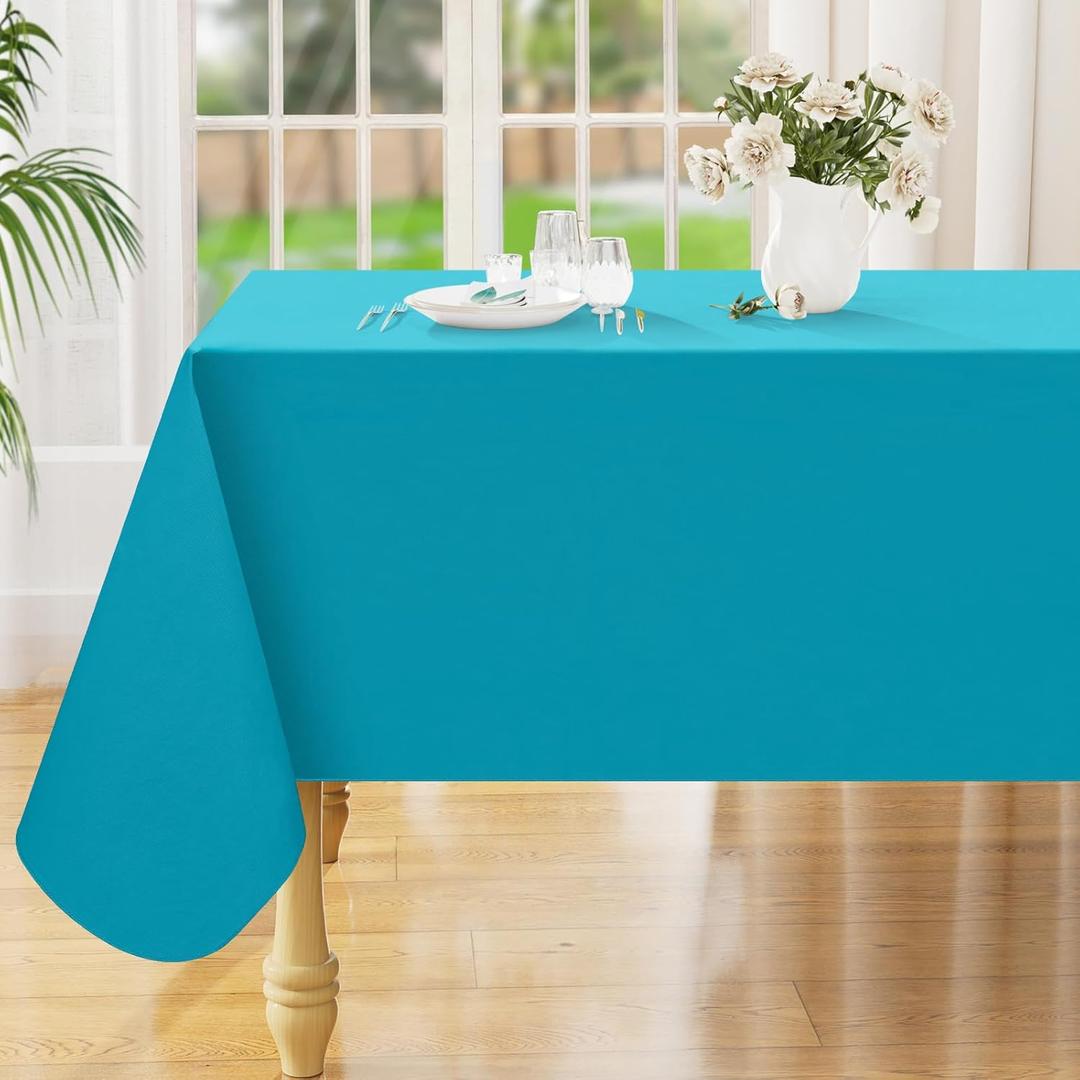 Smiry Rectangle Table Cloth 52x70 Inch, Waterproof Wipeable Vinyl Tablecloths Protector, Oil Spill Proof Plastic Table Cover for Dining, Picnic, Camping, Outdoor, Turquoise