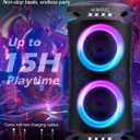 Large Party Bluetooth Speaker, 260W Peak Powerful Loud Sound with Deep Bass, 15Hr Playtime, Fast Charge, RGB Cool Light Show, TWS, Portable for Outdoor Beach, Camping, Backyard, Work, Home (Black)