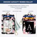 Slim Wallet Credit Card Holder, Initial Letter Y, RFID Wallet Women Cute Small Front Pocket with Zipper, PU Leather Thin Travel RFID Blocking Card Case ID Window,Ladies Gifts