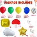 Colorful Balloon Garland Kit Red, Blue, Green, Yellow Latex Balloon with Cloud, Mushroom, Star & Square Balloons for Cartoon Carnival Birthday Party Decorations