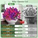 MARTINE MALL 12 Bundles Look Real Artificial Flowers for Outdoors, Realistic Fake Outdoor Flowers, UV Resistant Silk Petunia Flowers for Outside Faux Flowers Plants for Outdoor Porch, Purple+Fuchsia