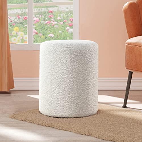 Get Set Style Modern Round Ottoman with Soft Padded Seat, Multifunctional Vanity Stool for Makeup, Upholstered Footrest Stool Ottoman Foot Stool for Living Room, Bedroom