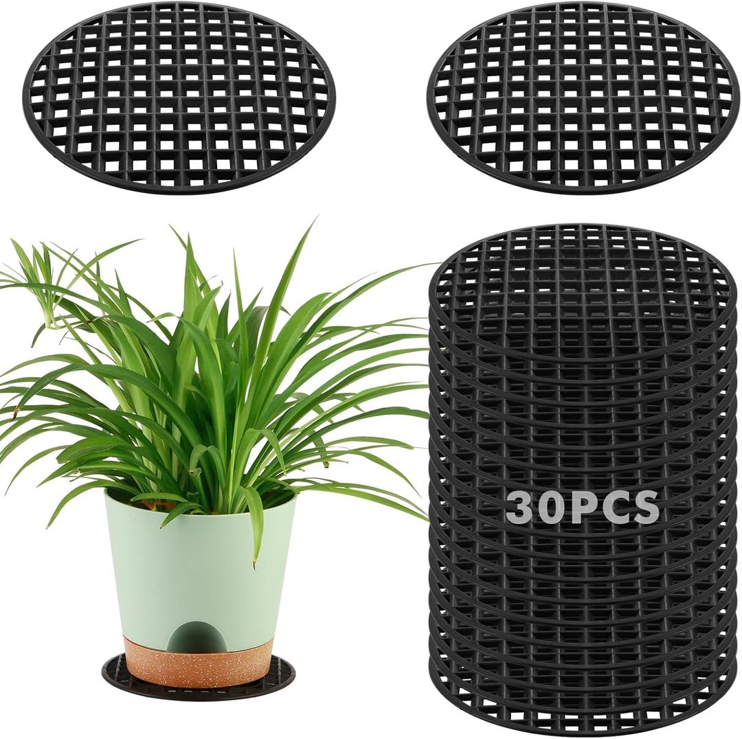 30 Packs 8 inches Large Plant Pot Saucers Heavy-duty Outdoor Plant Risers for Patio Deck Plant Risers for Planters Indoor Outdoor Plant Pot Feet Holder, Black