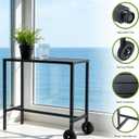 GarveeHome 39 Inch Outdoor Bar Table, Counter Height Table with Wheels & Adjustable Leveling Feet, Portable Black Bar Table for Kitchen, Patio, Balcony, Home Bar, 39 x 37 x 16 inches