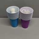 22 Pcs Snowflakes Party Game Set Plastic Blue Purple Snowflakes Cups with 8 Balls Set 16oz Disposable Cups and Balls for Adults Birthday Party Favors Supplies