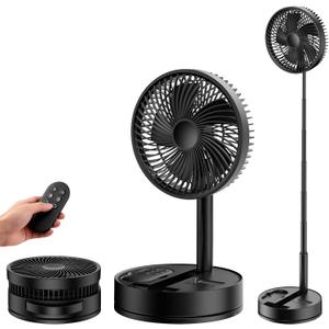 Portable Standing Oscillating Rechargeable Fan - 8" 8000mah Battery Operated USB Fans for Bedroom Quiet Remote Folding Pedestal Floor Ventilador Foldable Table Desk Room Office Camping Cruise Travel, Medium