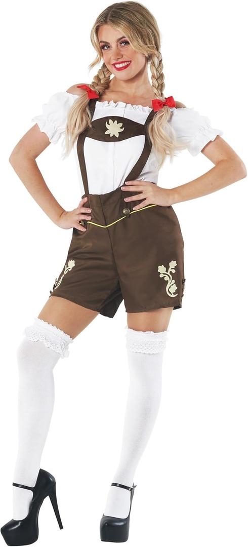 fun shack Womens Lederhosen Costume, German Lederhosen Costume Women, Bavarian Oktoberfest Costumes Women Small