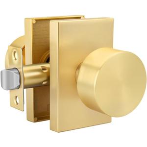 Gold Door Knob Interior Passage, Zinc-Alloy Interior Door Knob, Heavy Duty Brushed Gold Door Knobs for Closet,Hallway, 1 Pack