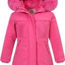Girls Waterproof Winter Jacket Fleece Lined Hooded Coat,Kid's Warm Insulated Parka for School & Outdoor Play (Pink, 4)