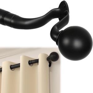 AIZESI Curtain Rods 48-86 Inch Wrap Around Curtain Rod, Adjustable Window Rod for Blackout - Black Decorative Curtains Rods, Enhanced Light Blocking & Stylish Design Bedroom/Living Room