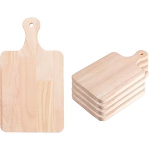 LZMS 4 Packs 18" x 8" Wood Serving Boards Set | Unfinished Wood Crafts with Handle | Wooden Cutting Boards Bulk for Charcuterie,Cheese,Meat,Bread,Vegetabes & Fruits, Large