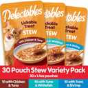 Hartz Delectables Stew Lickable Wet Cat Treats for Adult & Senior Cats, Variety Pack, 30 Count (EXP 02/17/27)