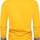DiBanGu Mens Stretch Dress Shirt Long Sleeve Button Down Shirt Cotton Business Casual Shirts with Inner Contrast Wedding Prom (Yellow, XXXL)