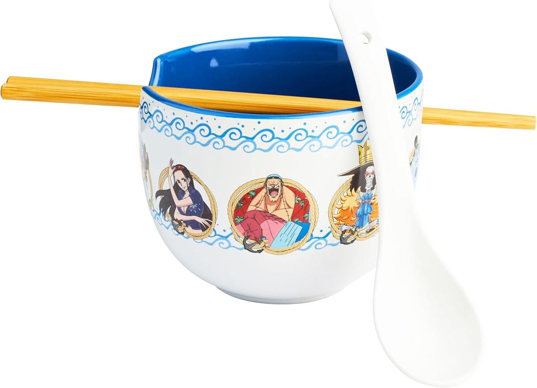 Get Trend One Piece Ramen Bowl 3 Pc Set with Bamboo Chopsticks, Spoon for Kids Teens Adults, 20oz Noodle Bowl, Microwave Safe Anime Gifts for Teens (Multi One Piece)