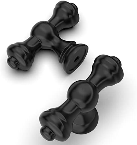 Amerdeco 7 Pack Matte Black Kitchen Cabinet Knobs 2.1 Inch(53mm) Single Hole Cabinet Handles Dresser Knobs Drawer Knobs and Pulls for Bathroom Cabinets