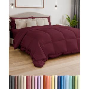 Queen Size, Burgundy Alternative Down Comforter - Warm, Lightweight & Breathable Hotel Quality Bedding Set for Men, Women, Kids & Teens - All Season Oversized Cooling Microfiber Duvet Insert Comforter (Queen (88" x 88"))