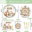 140pcs Woodland Animals Baby Shower Decoration Pack Forest Animal Neutral Gender Reveal Party Supplies Woodland Themed Birthday Party Ideas Set