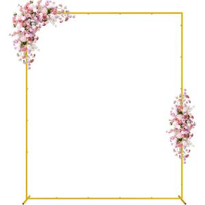 Wokceer Wedding Arch Backdrop Stand Square 7.2 x 6 FT Wedding Arches for Ceremony Metal Balloon Arch Frame for Wedding Birthday Party Garden Arbor Anniversary Event Decor (Gold)