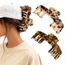 2 Pcs Large Hat Claw Clips for Women, Trucker Hat Hair Clips for Baseball Cap, Acetate Tortoise Shell Non-Slip Strong Hold Hair Claw Clips, Fit for Thin Hair Hat Hairstyles, Gifts Hair Accessories