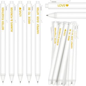 Harloon 60 Pcs Bridal Shower Pens Wedding Pens for Guest Book 1.0 mm Black Ink White Retractable Ballpoint Gel Ink for Proposal Bachelor Slumber Party Game Supplies Harloon 60 Pcs Bridal Shower Pens Wedding Pens for Guest Book 1.0 mm Black Ink White Retractable Ballpoint Gel Ink for Proposal Bachelor Slumber Party Game Supplies