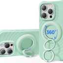 SYNCWIRE for MagSafe Ring Phone Holder, 360 Rotation Magnetic Cell Phone Grip Dual-Sided Magnets Phone Ring Kickstand Compatible with iPhone 17 16 15 14 13 12 Pro Max MagSafe, Android, Samsung etc. (Light Green)