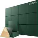 22 Pack Self-Adhesive Acoustic Panels, 12" X 12" X 0.4" High-Density Sound Proof Foam Panels for Walls, Soundproof Wall Panels for Home & Office (Forest Green)