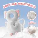 Baby Toddler Head Protector, Baby Head Protection Backpack, Adjustable, Lightweight and Breathable, Grey Elephant
