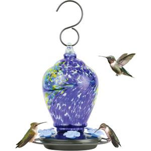 Nature's Way Bird Products AGF2 Hand Blown Artisan Gravity Spring Rain Hummingbird Feeder (16 oz Capacity)