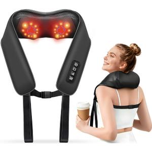 TISSCARE Shiatsu Neck Massager for Pain Relief Deep Tissue, Back Massager with Heat, 3D Kneading Electric Massager for Shoulder, Leg, Plug-in for Home, Office, Car, Ideal Gift for Women Men Mom Dad (Heat Level 1, Black)