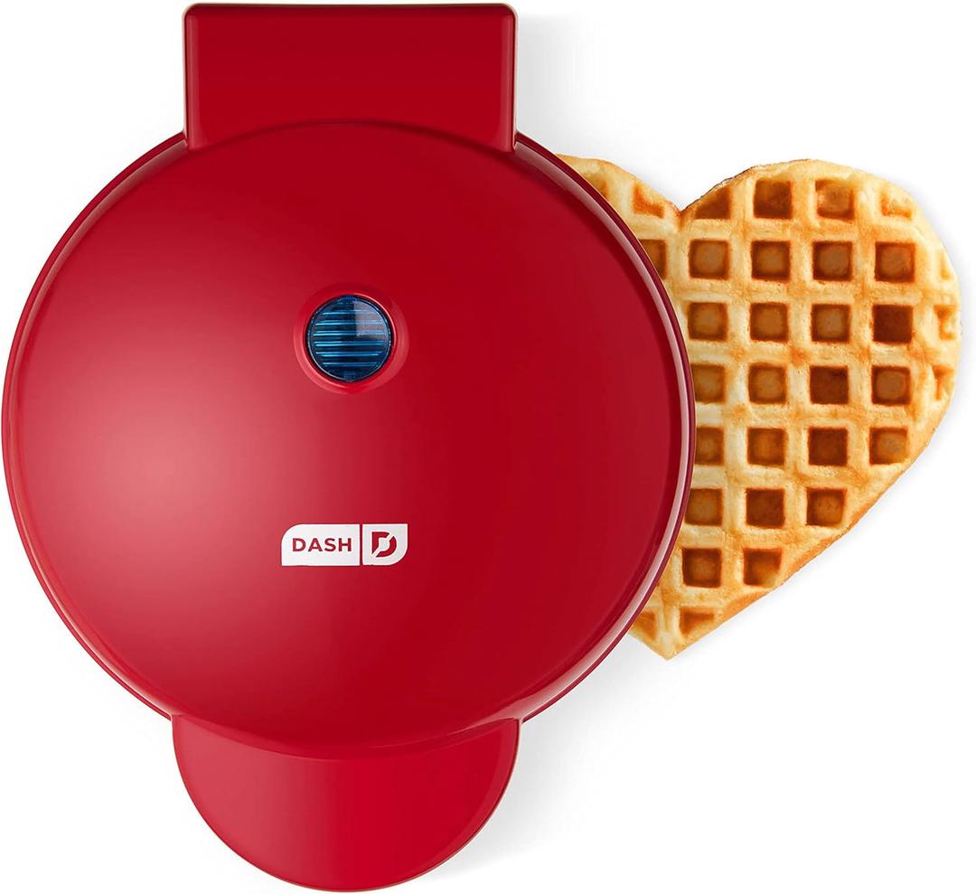 Dash Express Waffle Maker -Electric Waffle Maker for Creative Homemade Treats - Dual Nonstick Cooking Surfaces, Easy Food Release & Quick Cleanup - Compact, Space-Saving Design - 8 Inches - Red Heart