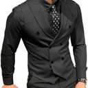 Mcoskly Men's Double Breasted Suit Vests, Casual Business Vests, Slim Fit Waistcoat,for Wedding Groom Dating 3XL