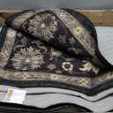 Tangsoo Black 8x10 Washable Area Rugs for Living Room, Floral Vintage Indoor Non Slip Large Area Rugs, Print Carpet Soft Low Pile Foldable Floor Rug for Bedroom Dining Room Dorm