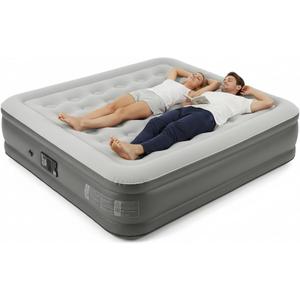 Naturehike Pongee Fabric Queen Air Mattress with Self-Stop High-Speed Built in Pump, 15.8" Thicken Deluxe Blow Up Mattress Waterproof, 2-Min Fast Inflatable Airbed for Home, Camping, Guests, Travel