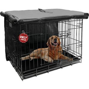 Dog Crate Cover 48 inch, Large Dog Kennel Cover for Cages with1 2 3 Doors, Waterproof 600D Oxford Fabric Privacy Cover Indoor/Outdoor Gray (Only Cover)