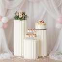 Cylinder Stands for Party, 3 PCS Foldable Cilindros Para Fiestas Redondos Blancos Cake Pedestal Stand With Acrylic Disc for Parties Birthday Wedding Pillars Display Decoratio（H31.5", 23.6", 15.7"）