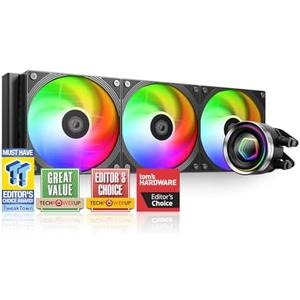 ID-COOLING FX360 INF 360mm Liquid CPU Cooler, AIO Cooler with ARGB Infinity Mirror Effect, 3x120mm Daisy-Chained Fans Low-Noise Operating 27.2dB(A) Max., Intel LGA1851/1700/1200/115X & AMD AM5/AM4