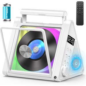 Portable CD Player,4000mAh Rechargeable CD Speaker with Bluetooth Vertical CD Player FM Radio/RGB Lights