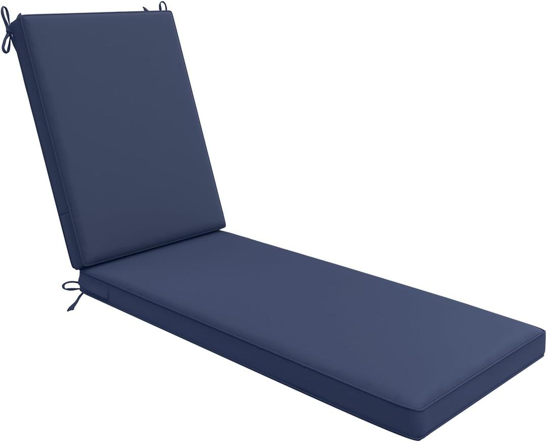 AAAAAcessories Outdoor Chaise Lounge Cushions, Waterproof, Fade-Resistant Patio Furniture Replacement Cushions, 74" x 23" x 3", Navy Blue