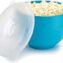 Goodful Silicone Popcorn Popper, Collapsible Hot Air Microwavable Popcorn Maker, Bowl Made without BPA, Blue