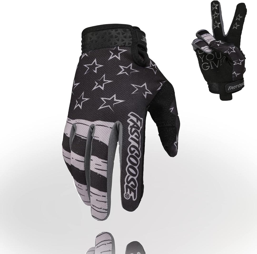 Motorcycle Gloves - Breathable Lightweight Off-Road Gloves for Men & Women, ATV, BMX, MTB Racing (Small, Black/Gray)