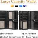 GOIACII Wallets for Women Large Capacity Credit Card Holder RFID Blocking Wristlet Long Purse with Zipper Pocket Black