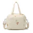 Small Diaper Bag Tote, Crossbody Diaper Bag Mini Purse with 7 Pockets, Travel Baby Bag for Boys & Girls, 2 Bottle Pocket, Off White