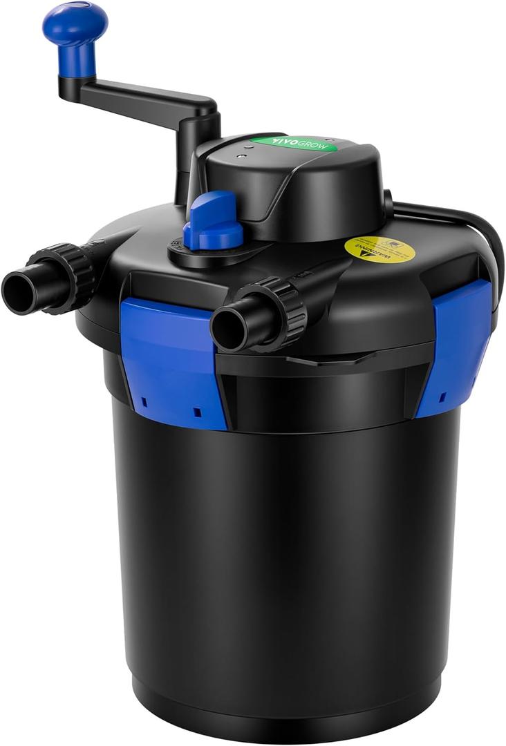 VIVOGROW Bio Pressure Pond Filter, with 13W UV-C Light, 1050 GPH Suitable for Koi Ponds up to 500 Gallons or Landscape Pools up to 1050 Gallons