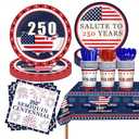250th Anniversary Party Supplies Patriotic Party Decorations Set 4th of July Banner Disposable Red White and Blue Plates and Napkins 1776-2026 Paper Cups American Flag Tablecloth for Memorial Day