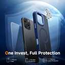 Magnetic 3 in 1 for iPhone 16 Pro Case, [Omni-Directional Protection] with 1x Screen Protector + 1x Camera Cover, [Seamless Work with Magsafe] Shockproof Slim Thin Matte Case for iPhone 16 Pro Blue