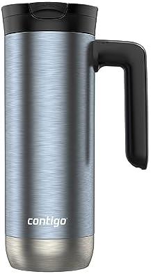 Contigo Superior 2.0 Stainless Steel Travel Mug with Handle Leak-Proof Lid Double-Wall Insulation for Hot & Cold Beverages 20oz Dark Ice Ideal for Commuting and Travel