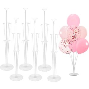 6 Sets Balloon Sticks with Base for Table Balloon Stand Kit Balloon Stands with Base for Floor Balloon Arch Stand with Base Balloon Stands for Table Baby Shower Birthday Wedding Party Decorations