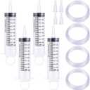4 Pack Large Plastic Syringe with Handy Plastic Tubing and Luer Connections Large Syringes for Liquid Measuring Watering Refilling Feeding(100ml)