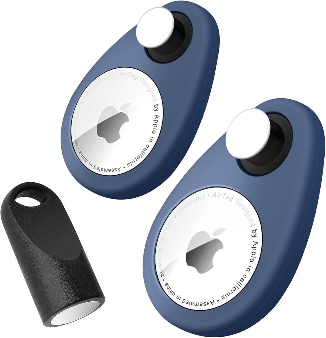 Airtag Holder for Kids Baby Toddler Hidden 2 Pack GPS Tracker Case, Anti-Removal Airtag Silicone Case with Safety Pins, Suitable for Children, Elderly, Pets, Backpack, Luggage (Blue+Blue)